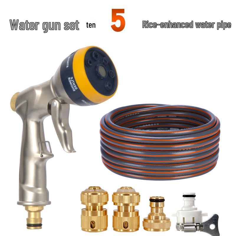 High-Pressure Car Wash & Garden Hose Nozzle with Brush - Multi-functional for Rinsing, Watering, and Cleaning.