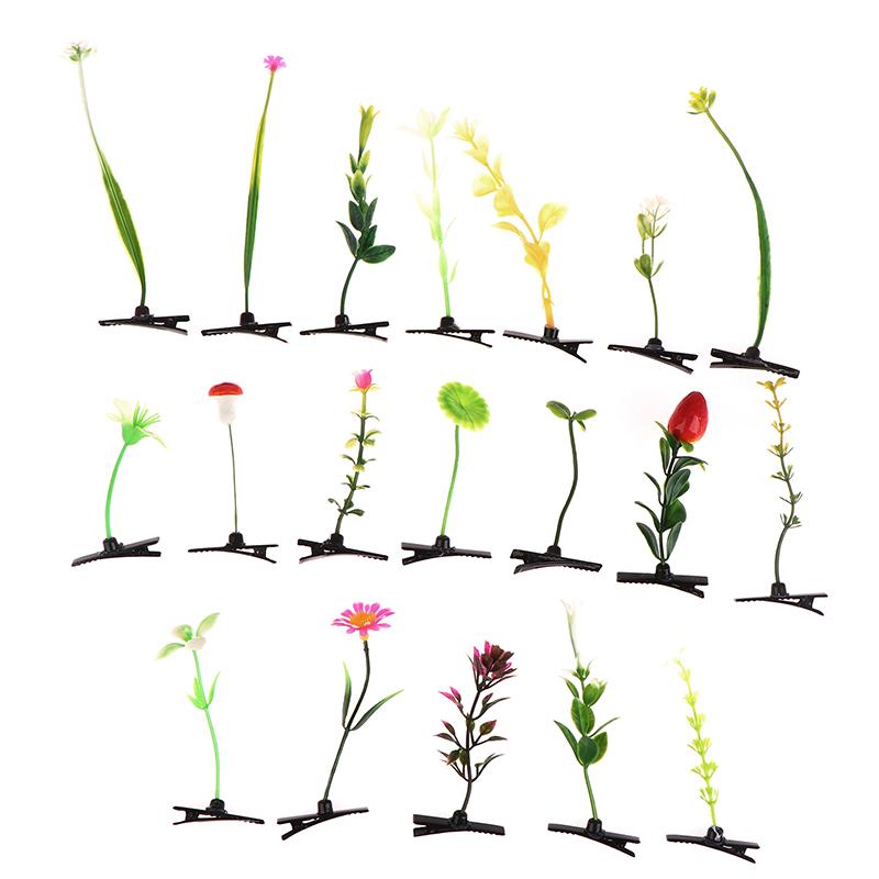 5 Stück Grasblumen-Haarspange Pflanzen-Haarspange Trendige Kleine Haarspange Für Mädchen Kinder Kreative Pflanzen-Kunststoff-Haarspange Damen Accessoire