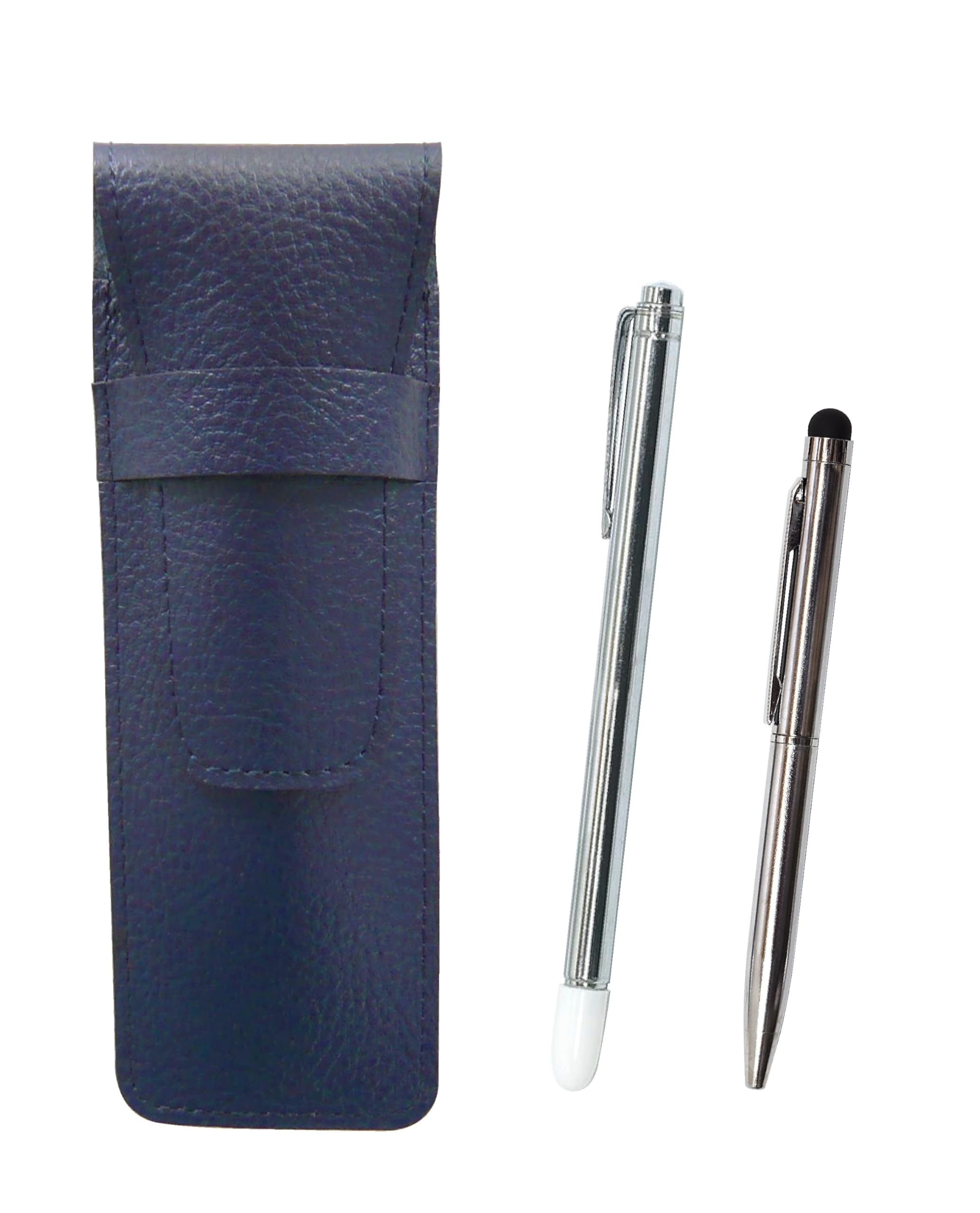 

Чехол-пенал из зернистой кожи, синий металлический стикер-инструкция и сенсорная короткая металлическая шариковая ручка для смартфона SASL-701S-9A094A