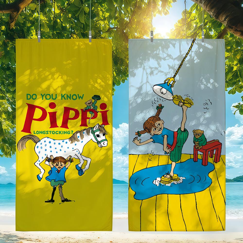 P-Pippi L-Langstrumpf Handtuch Für Schwimmen Yoga Fitnessstudio Schnelltrocknend Weich und hautfreundlich Strandtücher Ganzjahres