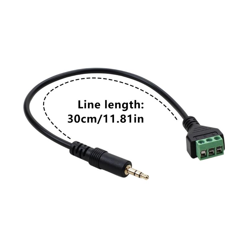 3.5mm Stereo Sound Male Jacks To 3 Pin AV Screw Terminals Adapters Cable With Gold Plateds Connectors 30cm