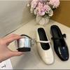 Baotou Half Slippers Women's Summer Outer Wear Inner Height Increase Small Lazy Pedal Silver Mary Jane Women's Shoes