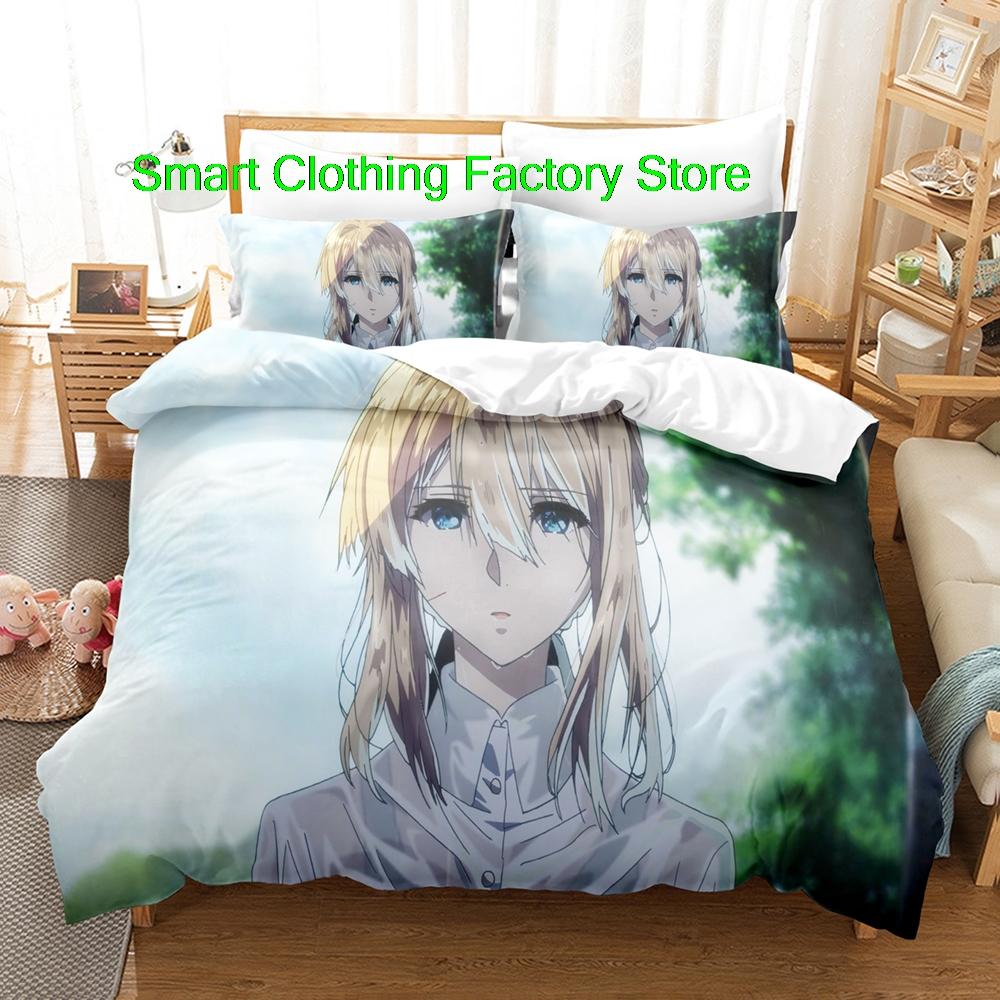 Comforter Single Twin Full Queen King Size Bed Set Teenagers Bedroom s Fashion Bed Violet Evergarden Bedding Set