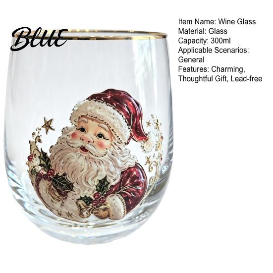 Christmas Wine Glasses Tumbler 300ml Santa Reindeer Snowman Cocktails Glass Tree Design Lead-free Kitchen Party Supplies Holiday Drinkware