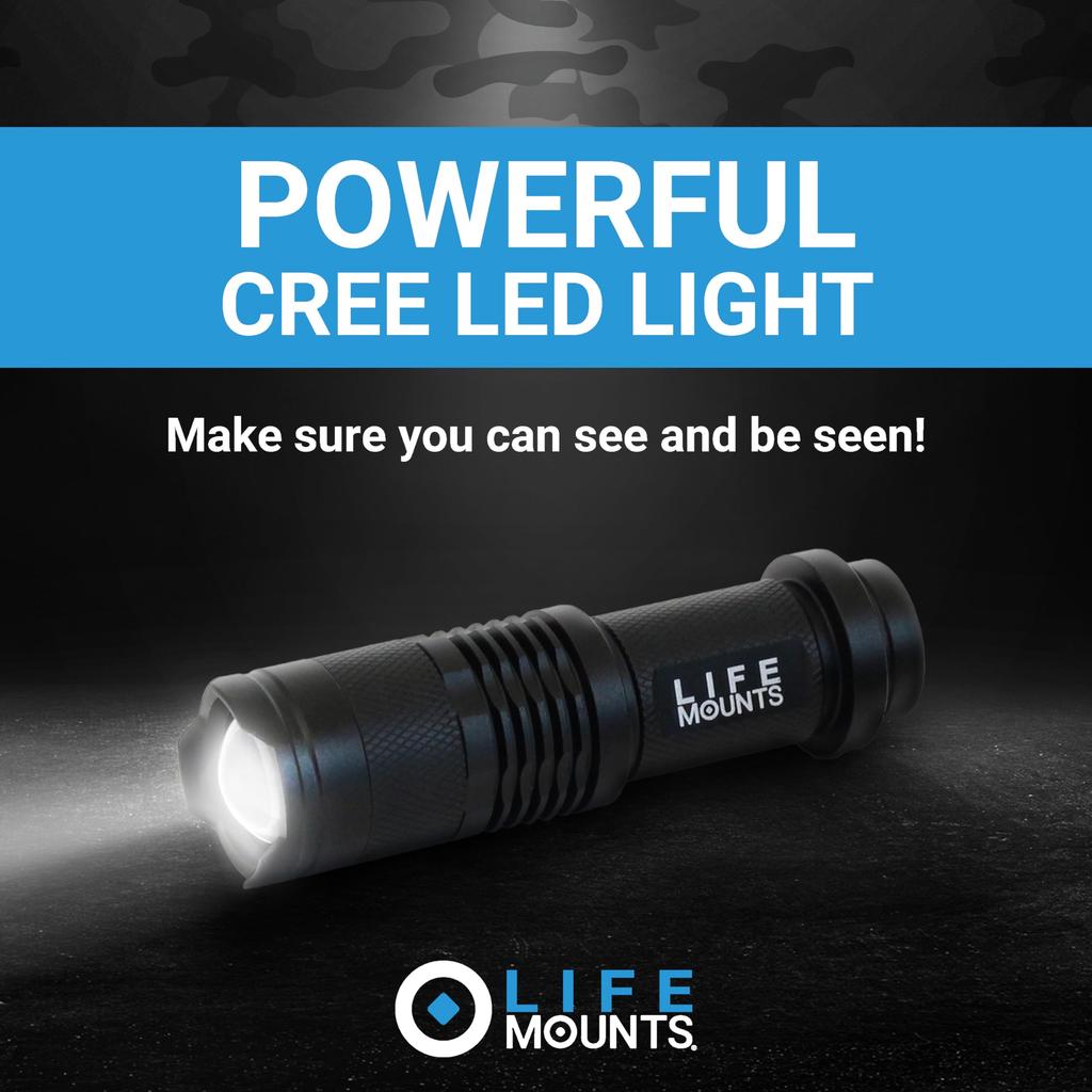 Life Mounts ARC Rail Helmet Flashlight x White LED Rotation Weatherproof Impact Resistant Detachable Tactical Helmet Mount Flashlight - 3.5" 1.5", -