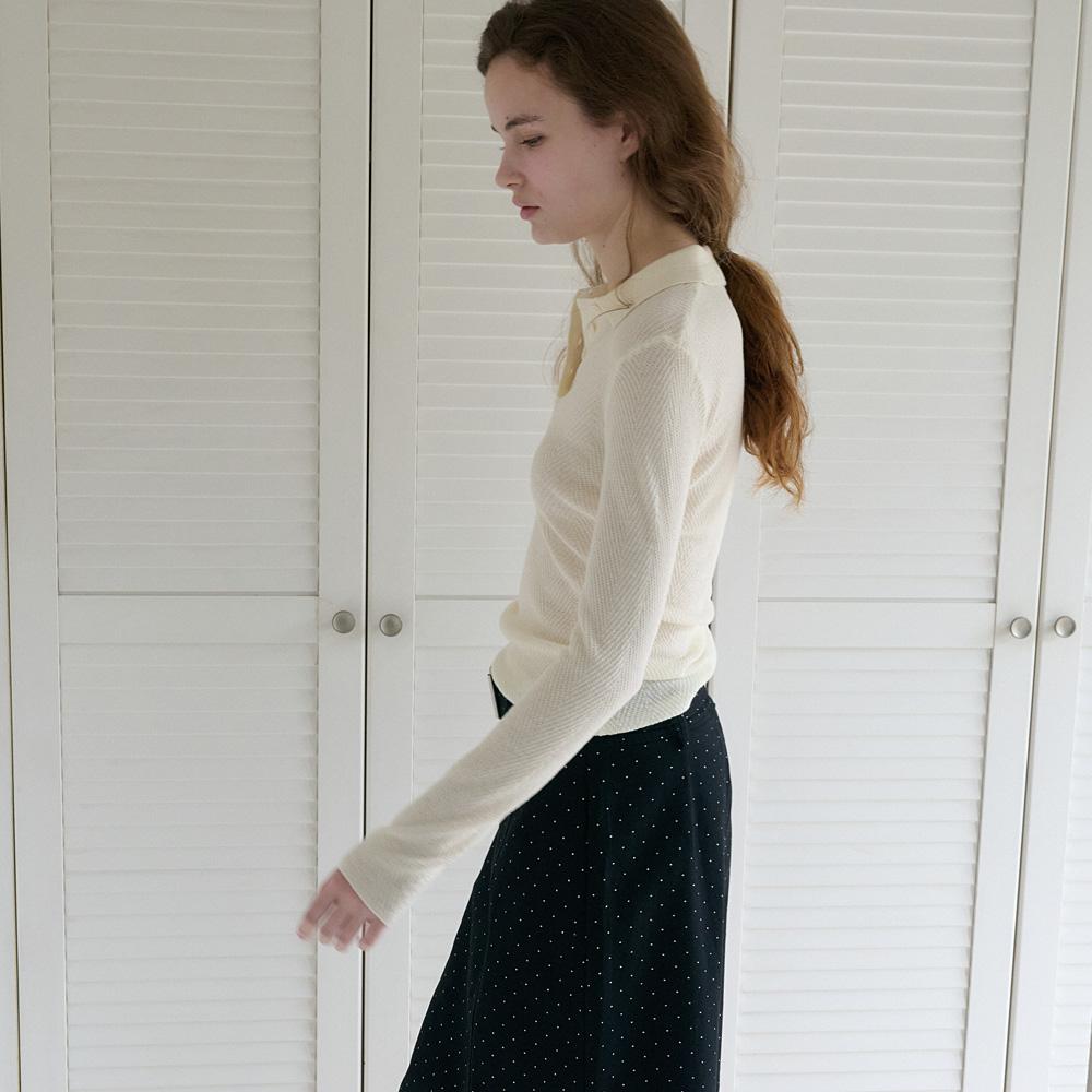 Elssibeui Soft Chevron Collar Knit_Cream