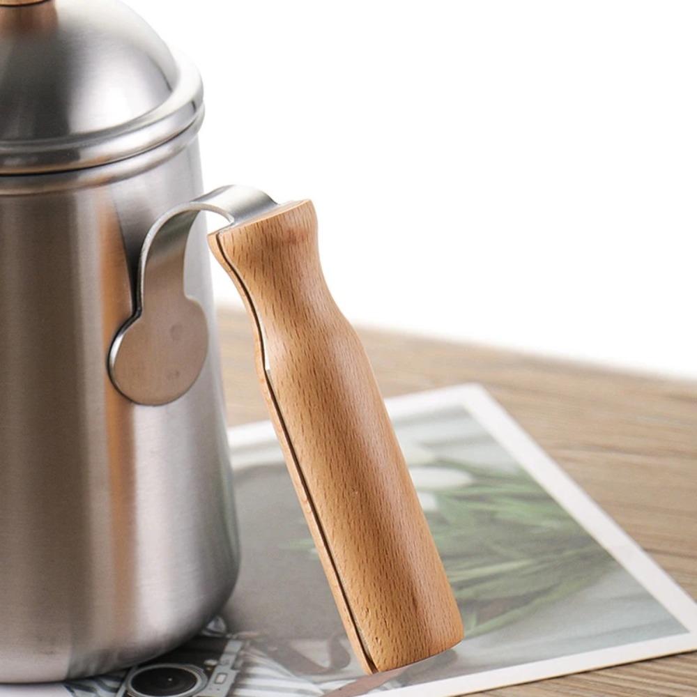 650ml kávovar s husím krkem, nerezová ocel, dřevěná rukojeť, ručně vařená kávovar, odolný proti opaření, japonský styl, konvice na vodu