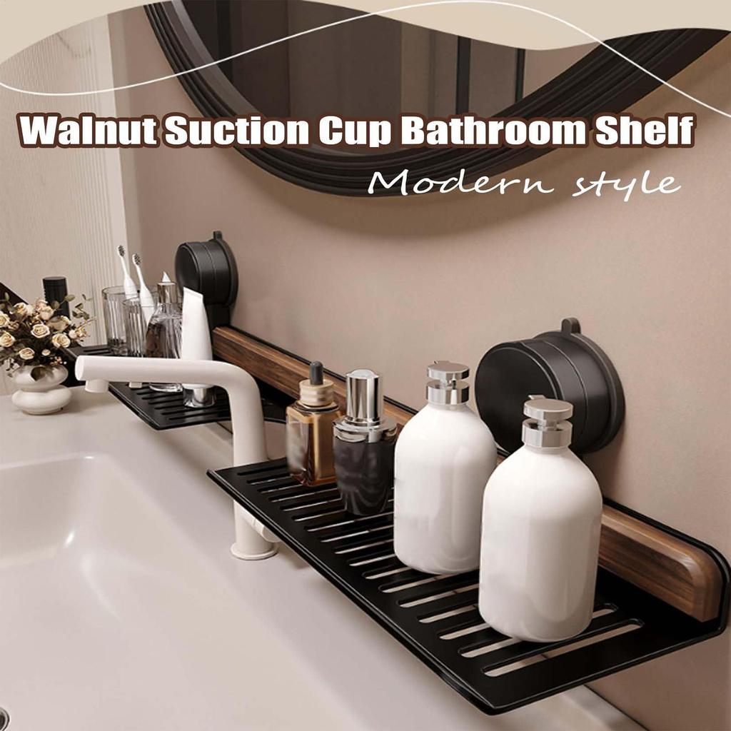 Bathroom Shelf Suction Cup Wall Mount Shower Shelf Over Faucet Sink Rack Shampoo Holder No Drill Drain Basket Bathroom Organizer