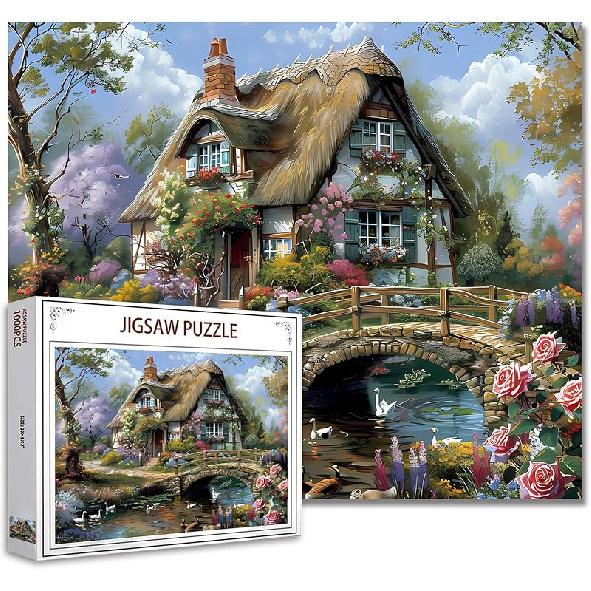 Tucocoo Jigsaw Puzzles 1000 Pieces for Adults-Colorful Seaside Town Hardboard Puzzle-Challenging Puzzle Perfect for Game Nights-DIY Home Wall