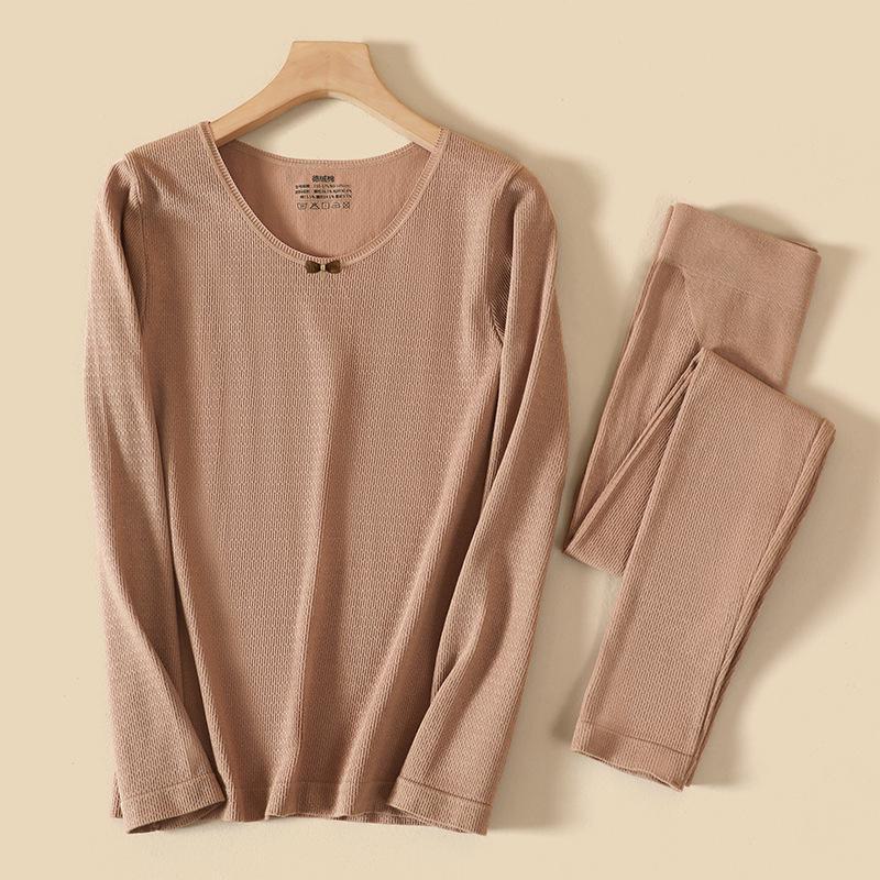Women's Medium-Thick Thermal Body Shaping Underwear Set - Tight-Fitting, Warm Autumn/Winter Base Layer