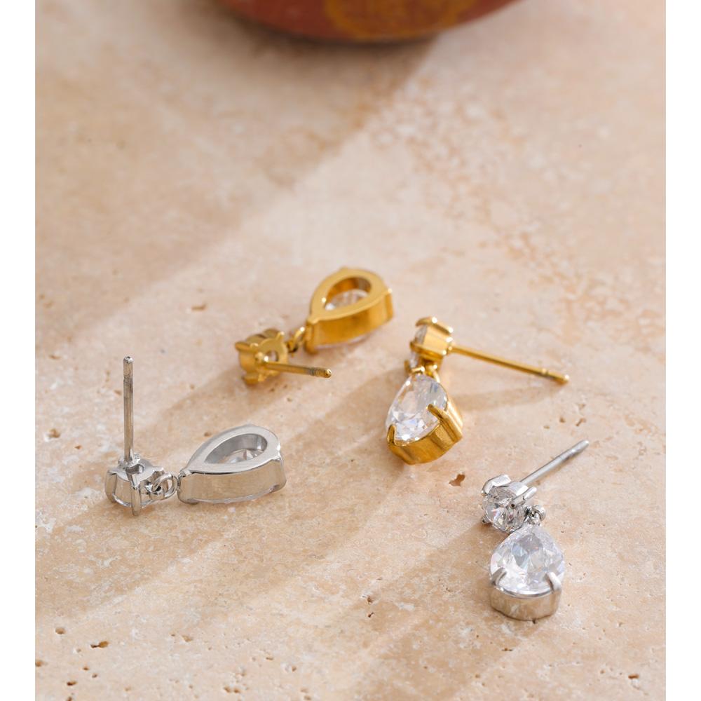 Yhpup Bling Glanzend AAA Kubieke Zirconia Waterdruppel Oorbellen Dagelijks Klassiek Hoge Kwaliteit Roestvrij Staal Mode Premium Sieraden Cadeau