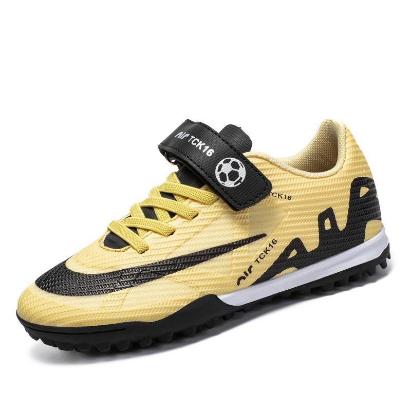 

Новые футбольные бутсы на липучке для мальчиков, юношеские, студенческие, сломанные шипы, для тренировок на газоне, спортивные футбольные бутсы 40 золотой