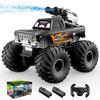 Ritaosan Amphibious Remote Control 4WD Monster with 2 Rechargeable Q245 Black Car, Water-Activated, Off-Road Truck, Batteries,