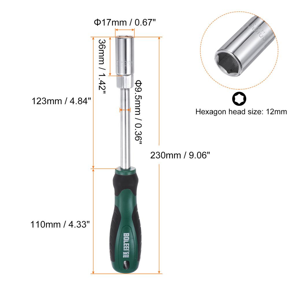 1/2 Pcs Metric Nut Driver CR-V Non-Magnetic Tip Hollow Shafts Hex Socket Screwdriver with Non-Slip Handle for Automobile Repair