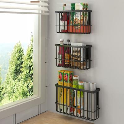 Cabinet Door Organizer Adhesive Storage Rack Inside Cabinet Kitchen Wall Mounted Pantry Caddy Hanging Storage Basket for Fridge Bathroom Organization