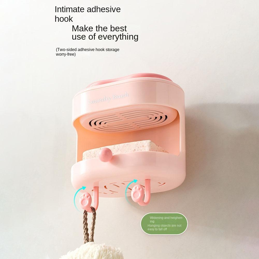 With Laundry Brush Soap Box Free Punching Bristle Cleaning Brush Soap Dish  Bathroom Accessories