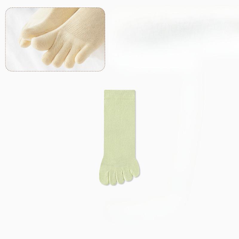 Female Summer Thin Style Sweat Absorbing Breathable Mesh Tube Five Finger Cotton Socks