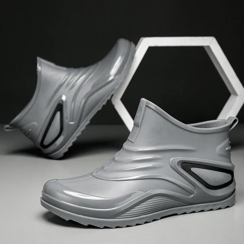 

Модный бренд Мужские резиновые сапоги Обувь шеф-повара Обувь для рыбалки Повседневные Водонепроницаемые Удобные Большого размера Тренд Нескользящие Прочные Износостойкие Сапоги 39 серый