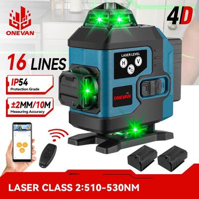 16 Lines 4D Laser Level Self-Leveling 360 Horizontal And Vertical Cross Super Powerful Green Laser Level With 2 Battery