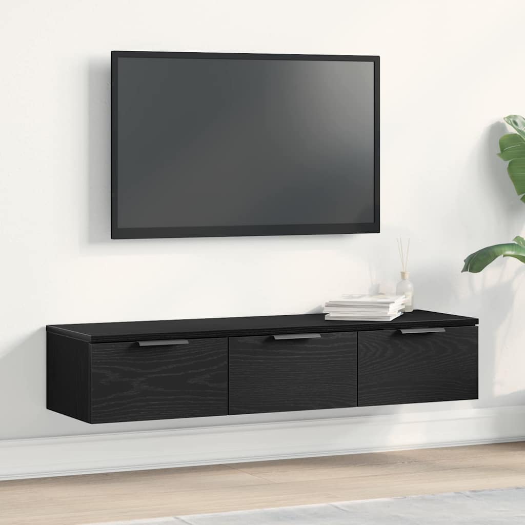 Wall Cabinet Black Oak Look 102 x 30 x 20 cm Engineered Wood