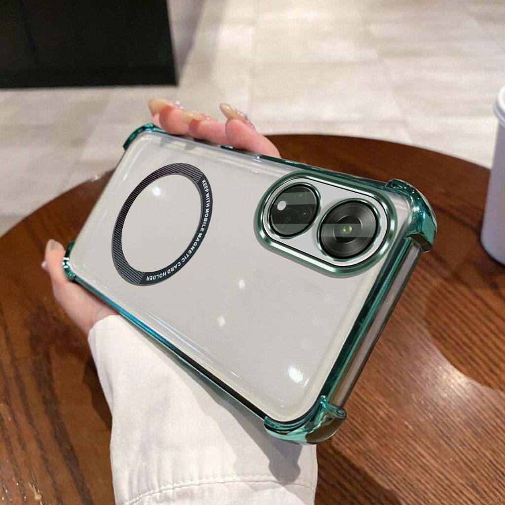 Case for OPPO Reno8 T 5G Clear Magnetic Casing Electroplated Lens Frame Phone Cover
