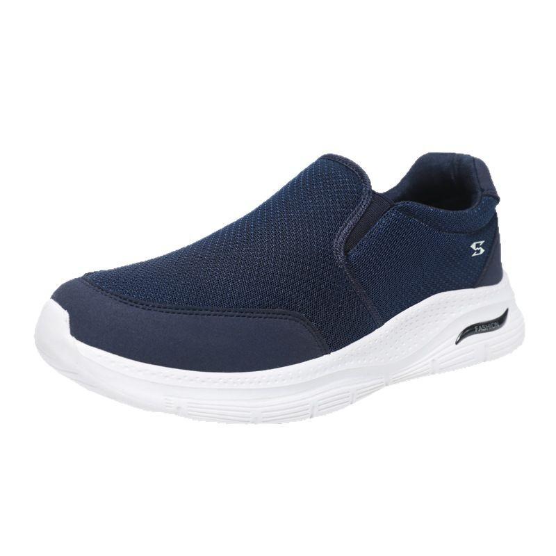 New sports shoes middle-aged and elderly comfortable soft-soled walking shoes fly-woven breathable men's shoes one-pedal cover lazy shoes