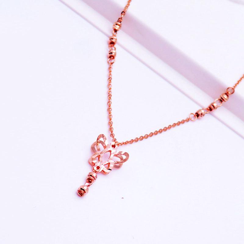 Purple Gold Hollow Double-Layer Butterfly Chain Exquisite Color Gold-Plated Rose Gold Necklace