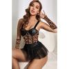 Women's Leopard Garter Set Night Dress Erotic Night Fantasy