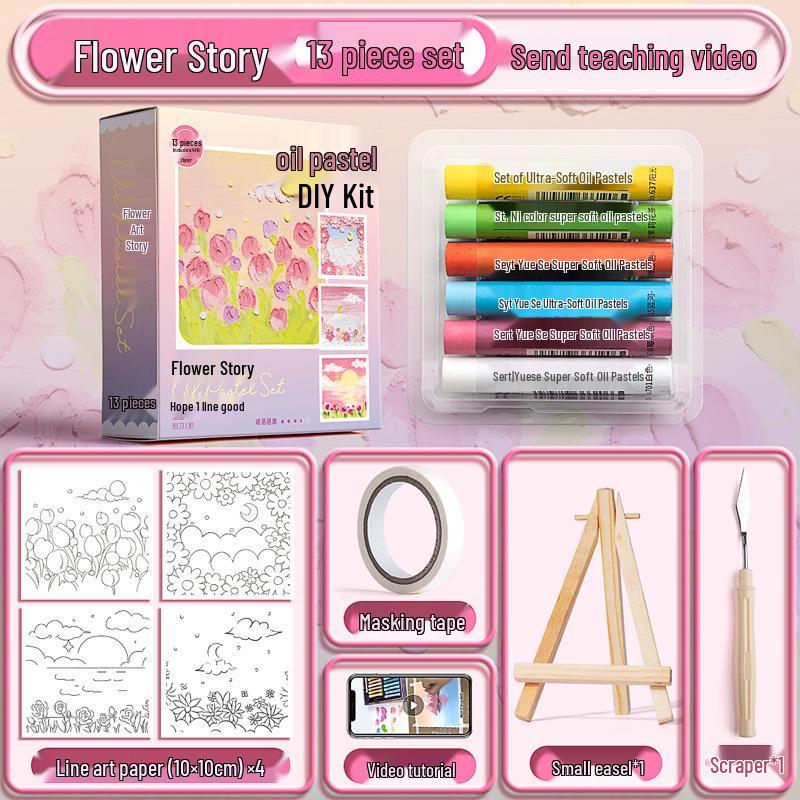 DIY Oil Pastel Art Set: Soft Crayons, Painting Paper, Scraper, Picture Frame