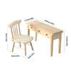 Unpainted Miniature Study Table Chair Set With Smoothly Texture For 1/12 Doll House Decoration Scene Display Accessories