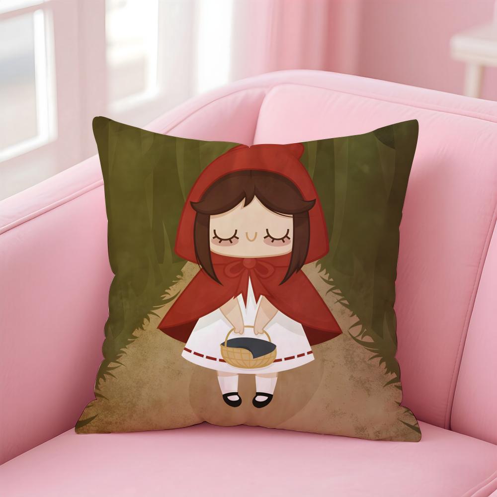 Cute Little Red Riding Hood Cushion Cover Pillowcase Short Plush Invisible zipper Room Sofa Cushion Cover