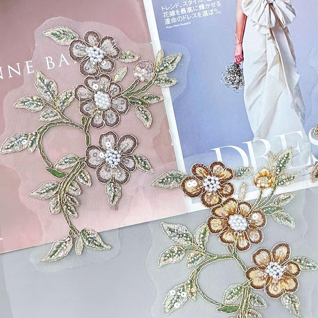 Retro Bead Sequins Three-Dimensional Embroidery Applique Accessories Clothing Cheongsam Horse Face Skirt Hanfu Decorative Cloth Stickers Accessories