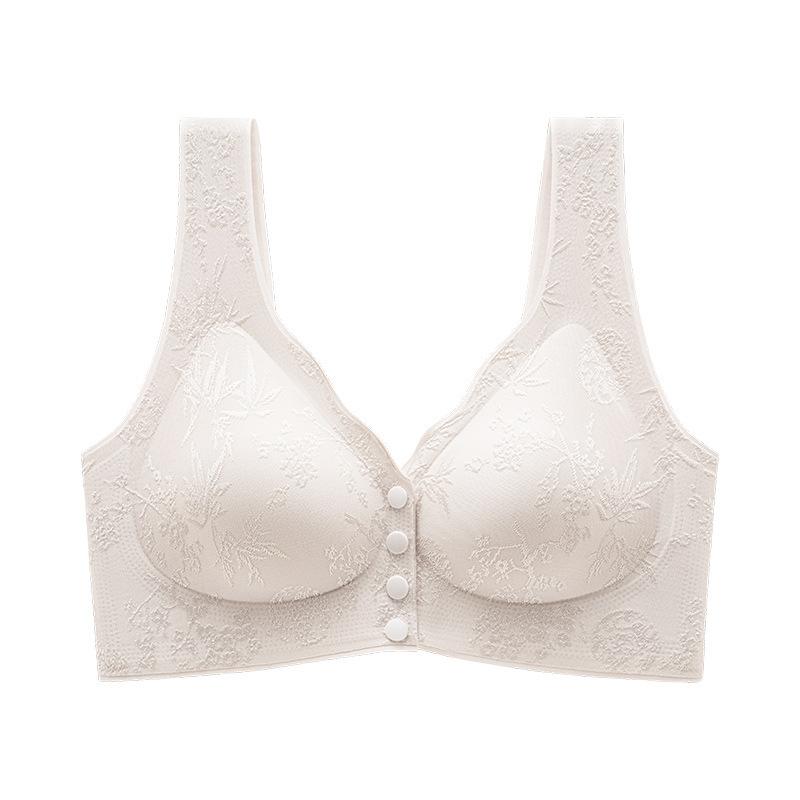 Chinese style embossed jacquard bra portable front opening buckle gathering seamless back underwear M34/75