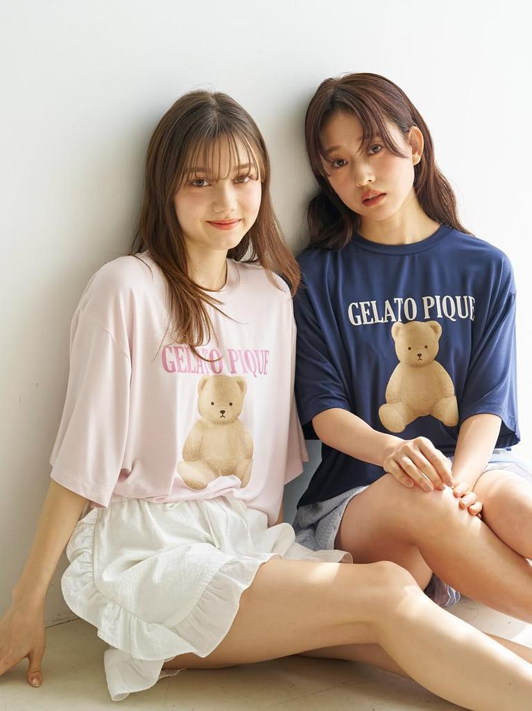 Gelato Pique Bear Striped Shorts Set Women's One-Point T-Shirt & (PWCT252361) (EC Exclusive)