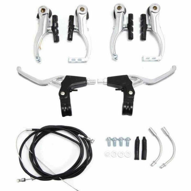 Bike Front Rear V Brake Set Aluminum Alloy Mountain Road Bike V Brake Set Riding Accessories Black Mountain Bike Brake Set