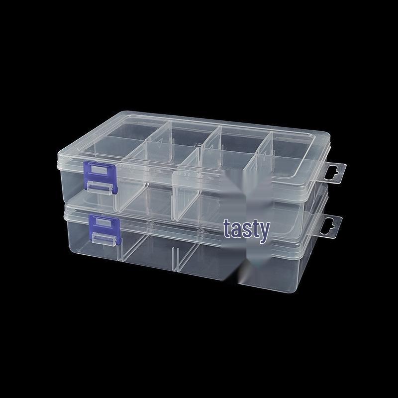 8-Compartment Adjustable Transparent Storage Box for Phone, Cables & Crafts