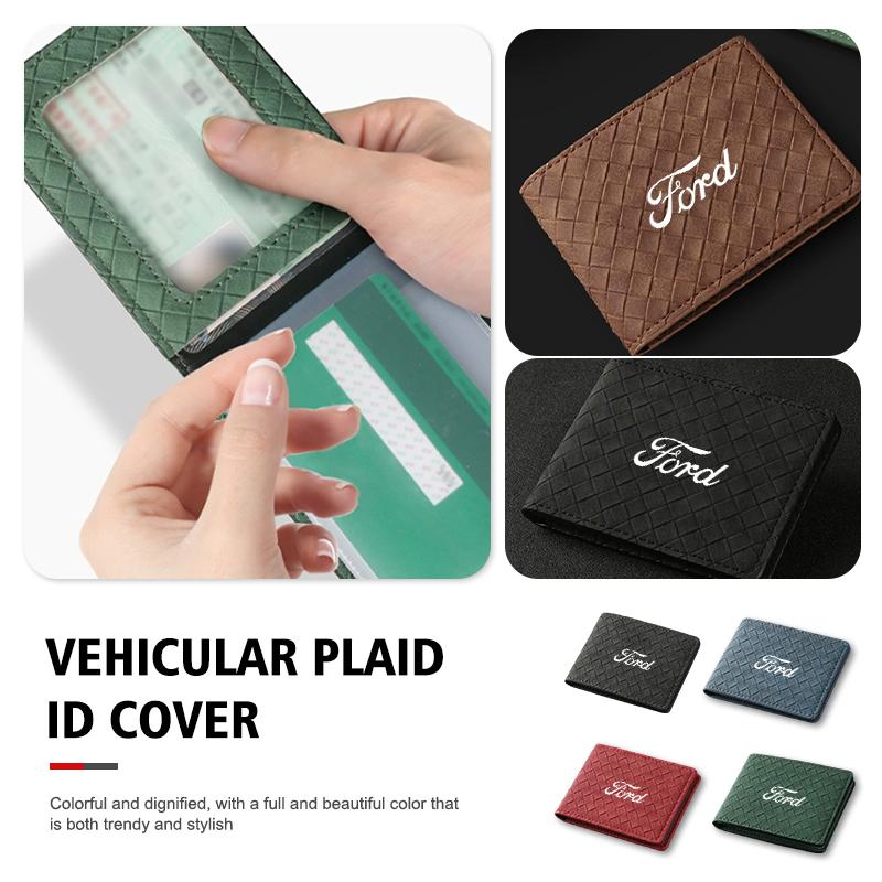 DSOE8 Suede Car ID Cover Vehicular Plaid Card Protector Wallet For Ford Focus Mk2 Mk3 Mk4 Fiesta Ranger Mondeo S-MAX Kuga