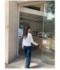 2026 Women's Korean Style Long Sleeve T-shirt with Cat Embroidery - White Base Layer