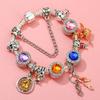 Colors Enamel Disney Princess Dress Charms Pulseiras for Girls Colorful Glass Beads Bracelets&Bangles Women Cartoon Skirt Dangle