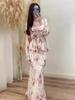 2025 Summer Retro Fresh Long-Sleeved Dress Set for Women