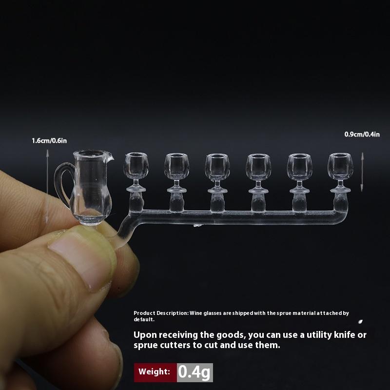 1 Set Miniature Wine Bottles DollHouse Kitchen Restaurant Decor Accessories Mini Red Wine Cup Model