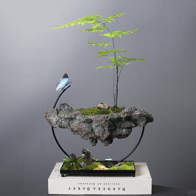 Wrought Iron Hanging Ornament Iron Chain Suspended Flower Pot Living Room Decoration Wenzhu Succulent Moss Landscaping Pot