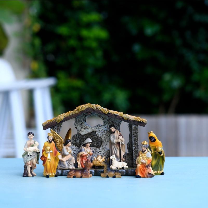 Betlém Socha Vánoční Jezulátko Figurka Pryskyřice Řemeslná ozdoba Náboženský kostel Katolický dárek