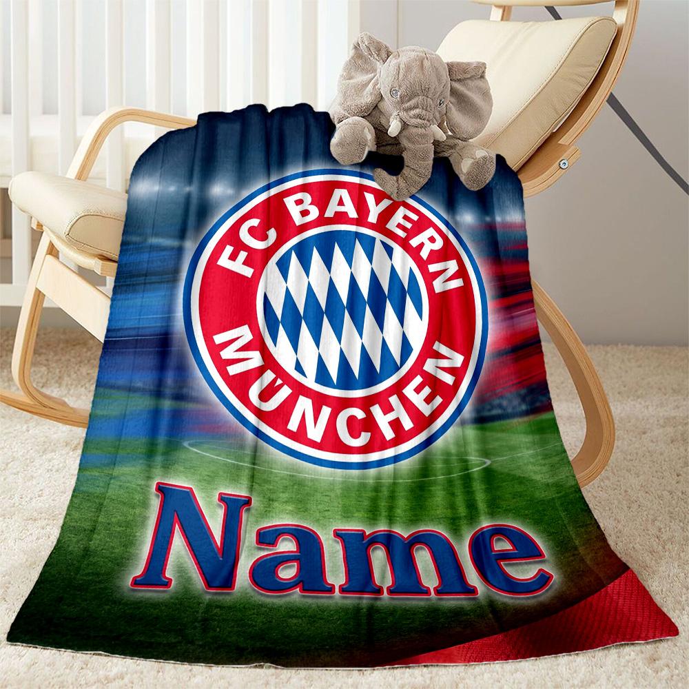 Bayern Munich Fan Gear Personalized Text Blanket Gift Customizable Blanket Warmthful Decor Throw For Office Picnics Chair Bedding All-Season Use