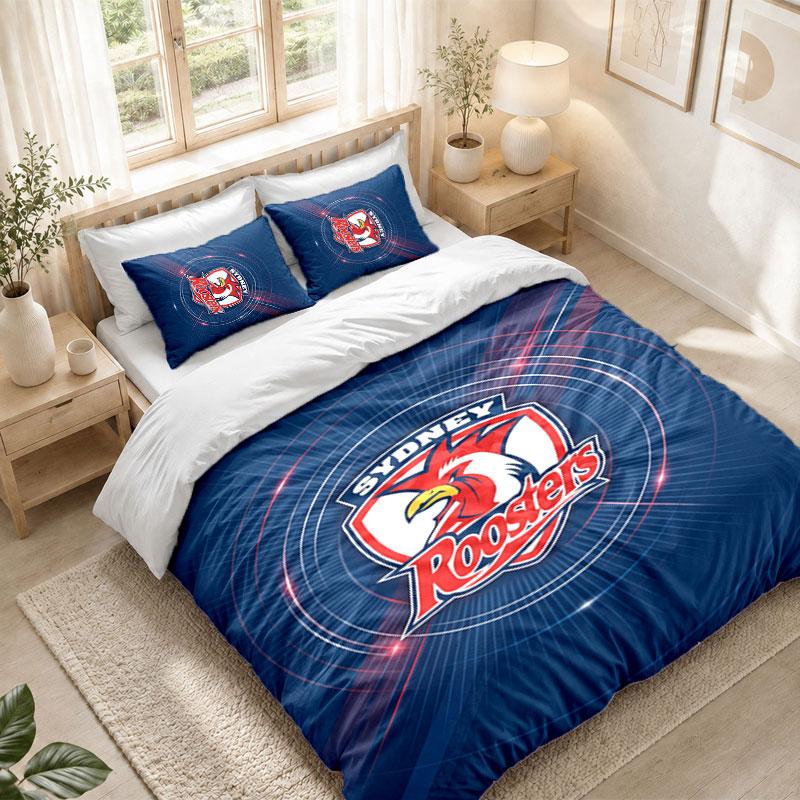 Bedding Set 1 Duvet Cover 2 Pillowcases Sydney Roosters Print Bedroom Home Decoration