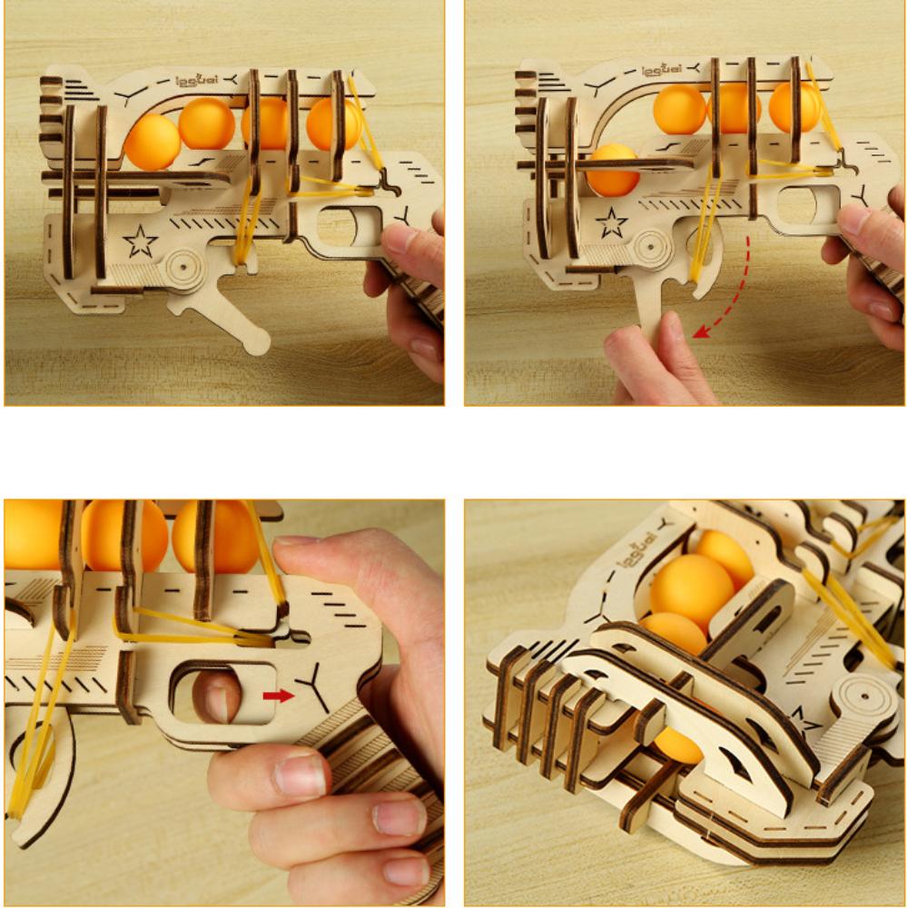 Diy Rubber Band Guns Wooden Game Jigsaw Toys Kids Constructors Build Buiding Blocks Pistol Models For Young Boys Ping Pong Weapon