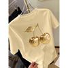 Cherry Graphic Print Women's Short Sleeve T-Shirt