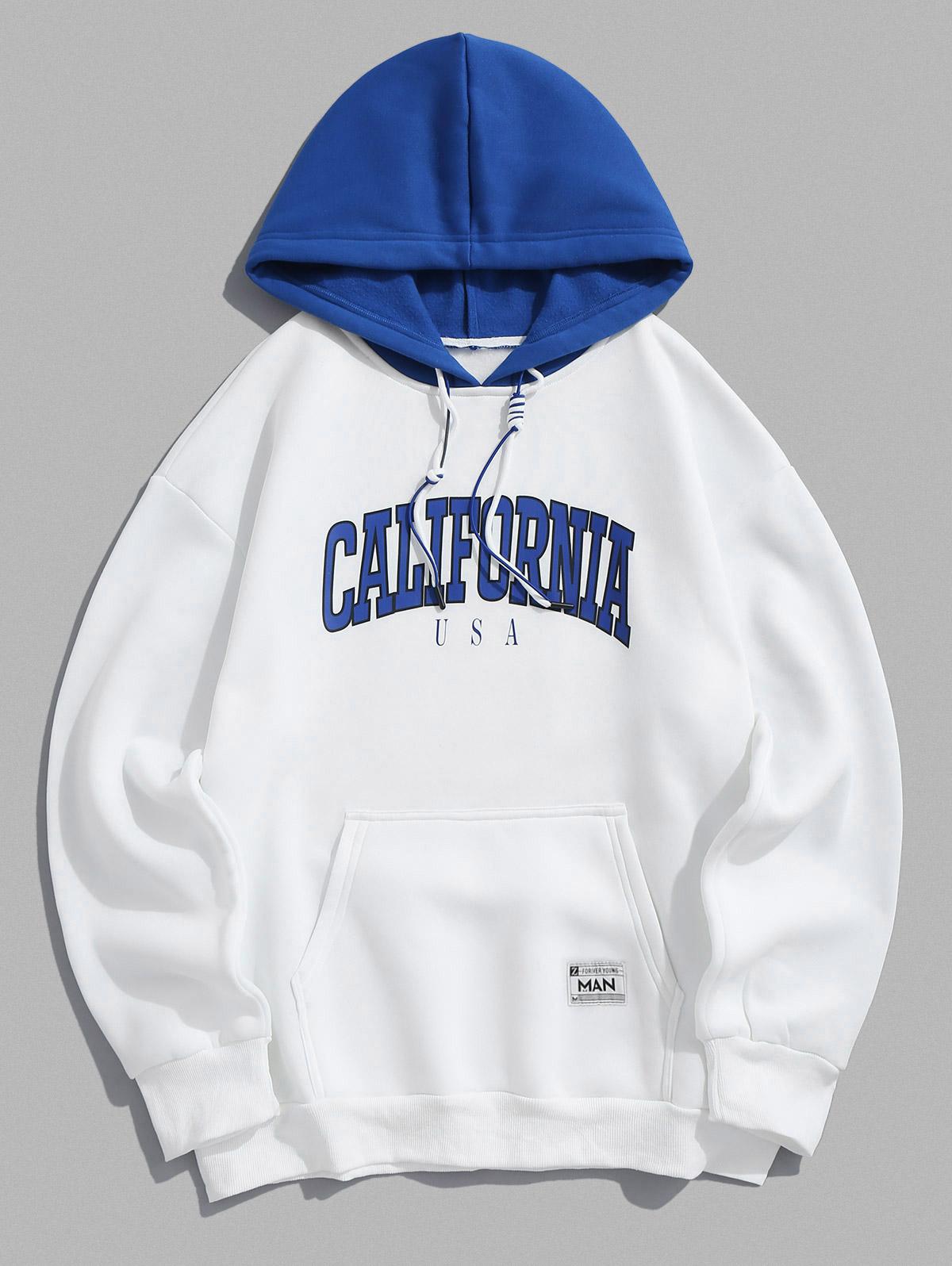 

Толстовка с капюшоном и флисовой подкладкой ZAFUL Colorblock с надписью CALIFORNIA