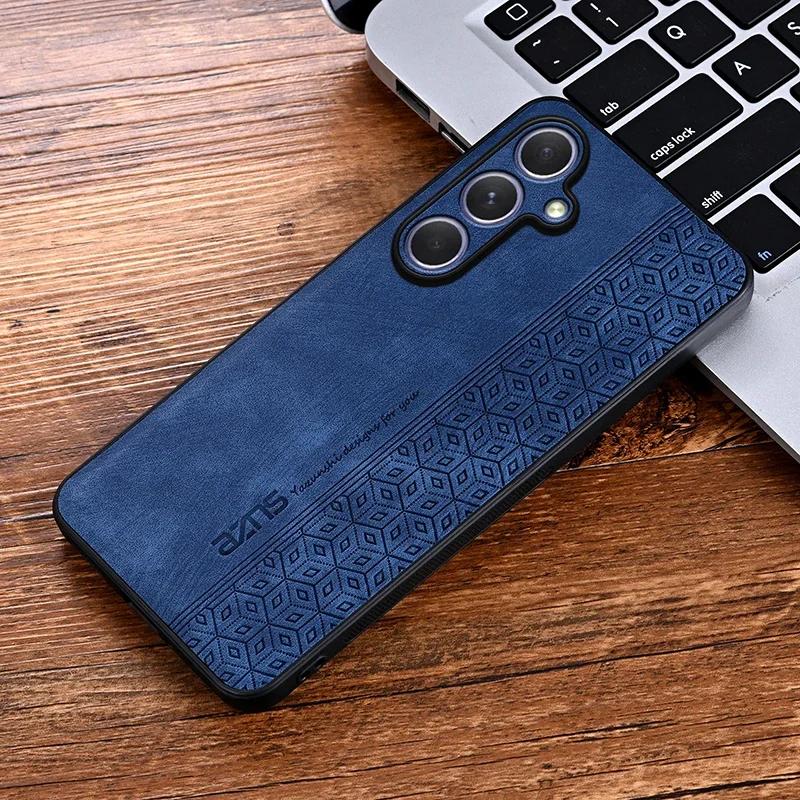 Luxury Leather Phone Case for Samsung Galaxy S25 Ultra Plus A16 A06 5G A05S M14 A04E M04 F04 Silicone Protect Shockproof Cover