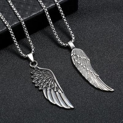 Retro Feather Wings Pendant Necklace For Men Women Hip Hop Style Copper Color Stainless Steel Neck Chain Fashion Jewelry Gifts
